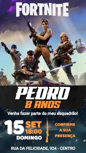 Convite Digital Fortnite Aniversário Infantil Editável