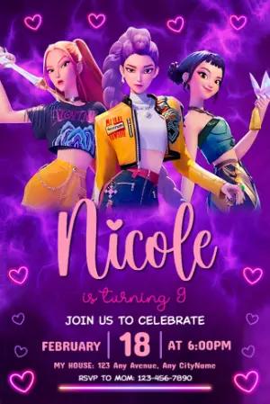 K-Pop Demon Hunter Birthday Invitation | Editable Template