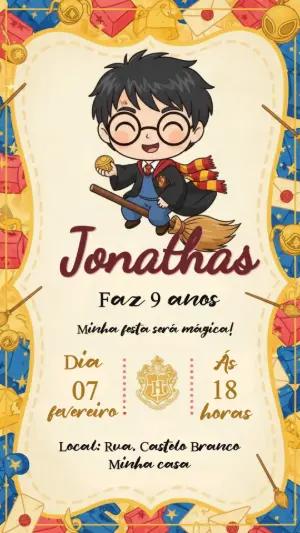 Convite de Aniversário Harry Potter Chibi para Editar