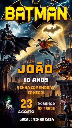 Convite de Aniversário Batman Editável