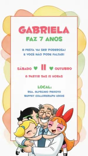 Convite de Aniversário Meninas Super Poderosas para Editar