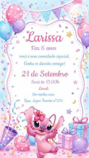 Convite de Aniversário Angel Angel Aquarela Editável