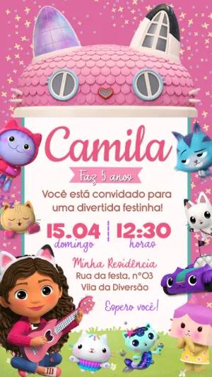 Convite de Aniversário Editável A Casa Mágica da Gabby