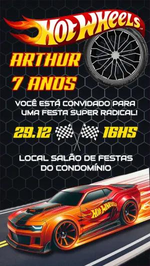 Convite de Aniversário Hot Wheels para Editar Online e Imprimir