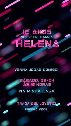 Convite Animado Aniversário Gamer Neon para Editar Online
