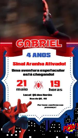 Convite Animado Homem-Aranha: Vídeo Editável para Aniversário