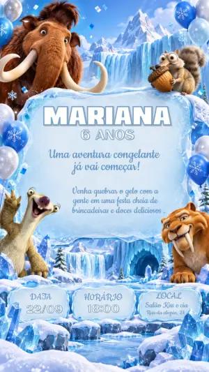 Convite de Aniversário A Era do Gelo Modelo Editável