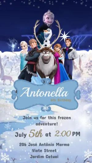 Animated Frozen Birthday Video Invitation Template