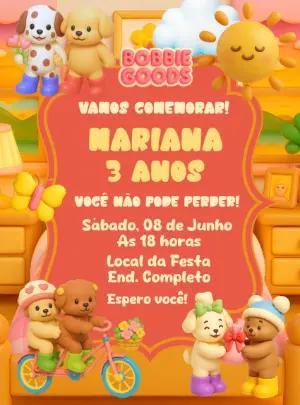 Convite de Aniversário Infantil Bobbie Goods Editável Online