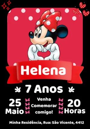Convite de Aniversário Minnie Vermelha Editável Online