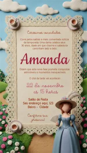 Convite de Aniversário Chá da Tarde Editável