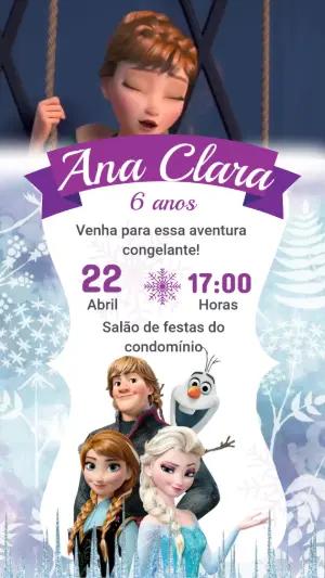 Vídeo Convite de Aniversário Frozen com Anna e Elsa Editável