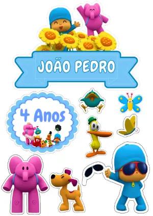 Topo de Bolo Pocoyo com Personagens para Editar Online