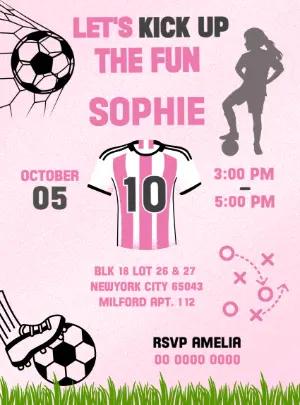 Editable Soccer Birthday Invitation for Girls Online
