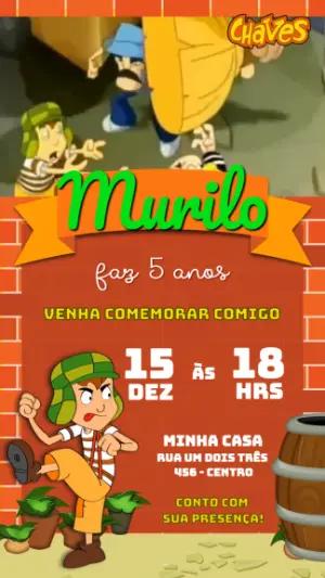 Convite Animado Aniversário Chaves: Modelo de Vídeo Editável