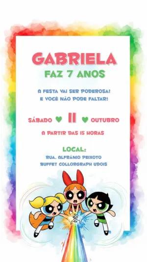 Convite Aniversário Meninas Super Poderosas para Editar Online