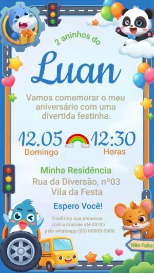 Convite de Aniversário Infantil BabyBus para Editar
