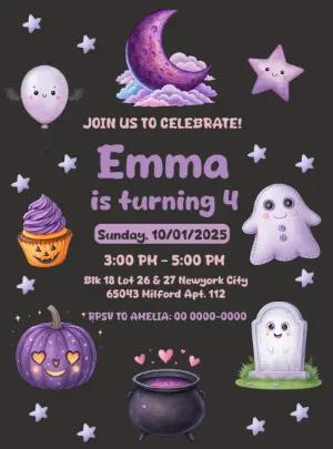 Cute Spooky Halloween Birthday Invitation to Edit