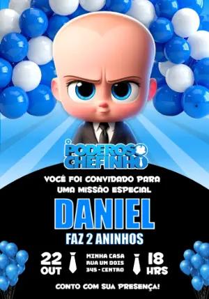 Convite de Aniversário O Poderoso Chefinho Azul para Editar