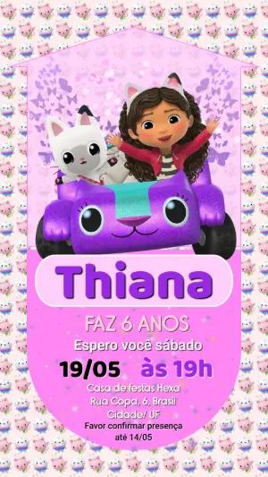 Convite de Aniversário Casa Mágica da Gabby Editável