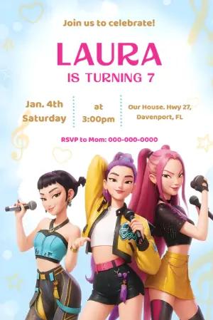 Animated Demon Hunter Kpop Birthday Video Invitation | Editable Template