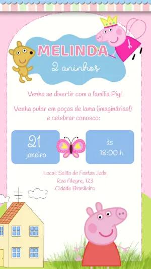 Convite de Aniversário Peppa Pig Fada Editável
