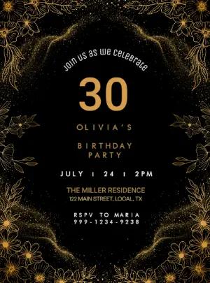 Elegant Floral Birthday Invitation Template to Edit Online