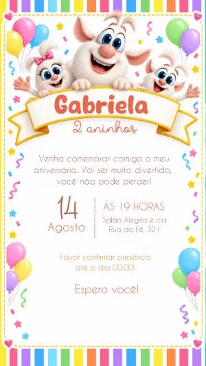Convite de Aniversário Booba Editável para Personalizar Online