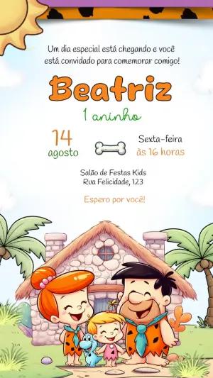 Convite de Aniversário Os Flintstones com Pedrita para Editar