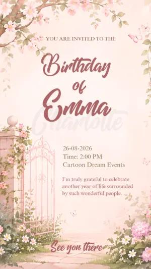 Floral Garden Birthday Invitation - Editable Digital Template