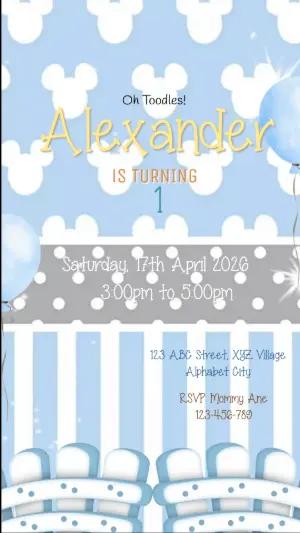Animated Baby Mickey Birthday Video Invitation Template