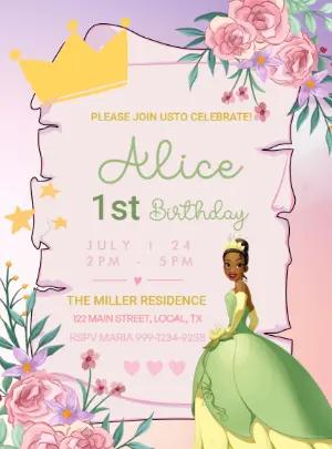 Princess Tiana Birthday Invitation Template to Edit Online