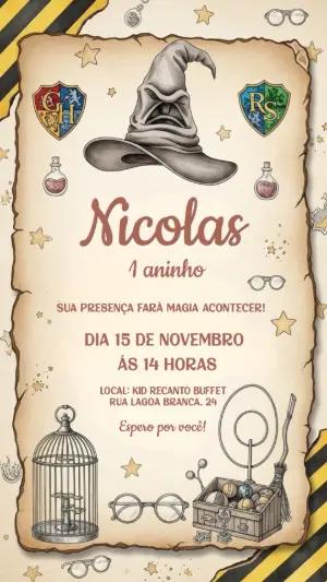 Convite de Aniversário Harry Potter para Editar Online