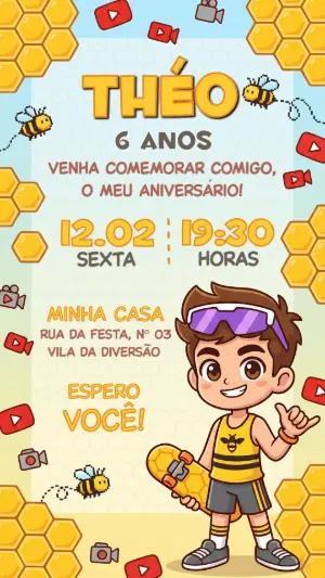 Convite de Aniversário Youtuber Natan Por Aí Editável