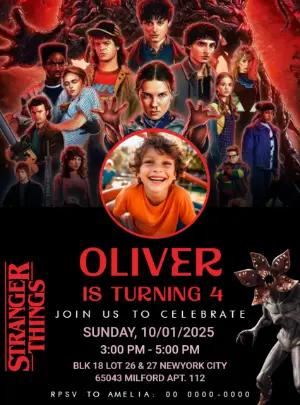 Stranger Things Birthday Invitation | Editable Digital Template with photo