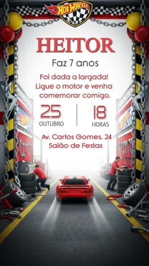 Convite de Aniversário Hot Wheels para Editar Online