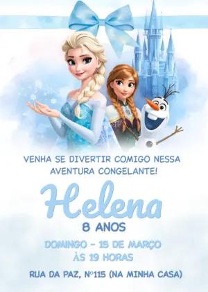 Convite Digital Aniversário Frozen Aventura Congelante Editável