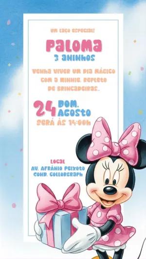 Convite de Aniversário Minnie Mouse Rosa para Editar Online