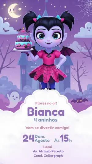 Convite Digital Aniversário Infantil Tema Vampirinha Editável