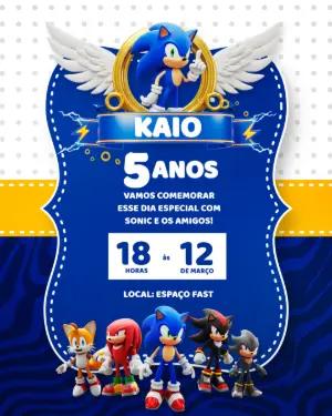 Convite de Aniversário Sonic e Amigos para Editar Online