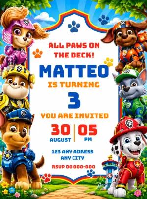 Editable Paw Patrol Birthday Invitation Template