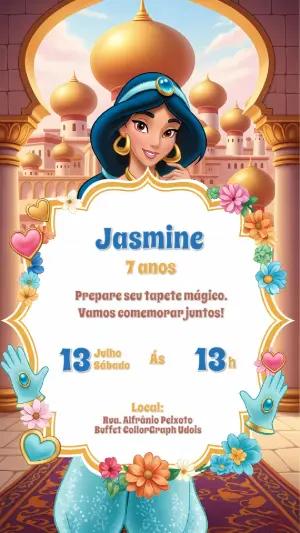 Convite de Aniversário Jasmine Aladdin para Editar Online