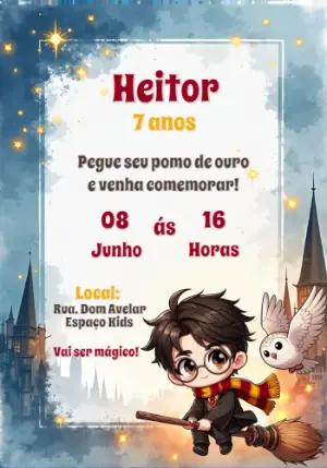 Convite de Aniversário Harry Potter para Editar Online