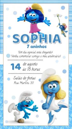 Convite de Aniversário Os Smurfs para Editar Online
