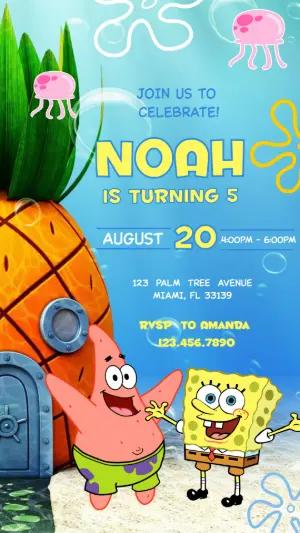 Editable SpongeBob Party Invitation | Fun Cartoon Birthday Template
