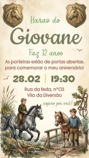 Convite de Aniversário Haras do Menino Editável