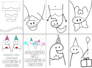 Mini Livro de Colorir Flork Aniversário para Editar Online