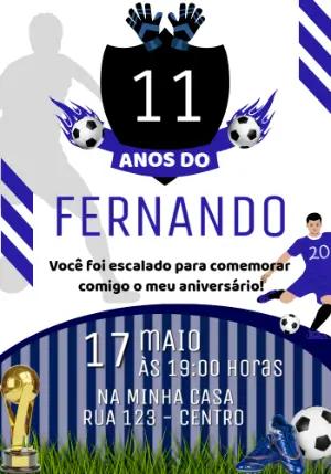 Convite Aniversário Futebol com Escudo e Bola para Editar Online