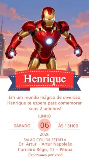 Convite de Aniversário Homem de Ferro para Editar Online