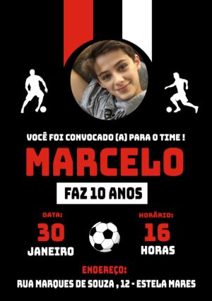 Convite Aniversário Futebol com Foto para Editar Online